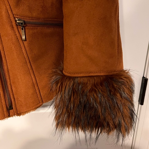 Rachel Zoe Brown Suede fur Coat Size M - Picture 3 of 16